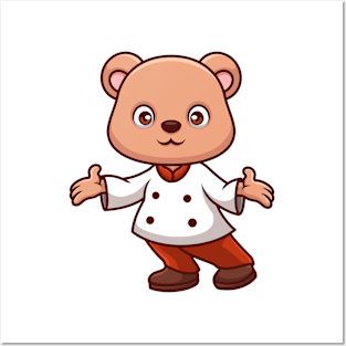 Chef Bear Cute Cartoon Posters and Art